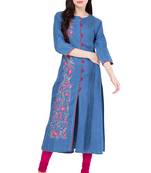 Light blue embroidered Denim  kurti