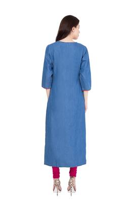 Light blue embroidered Denim  kurti 2