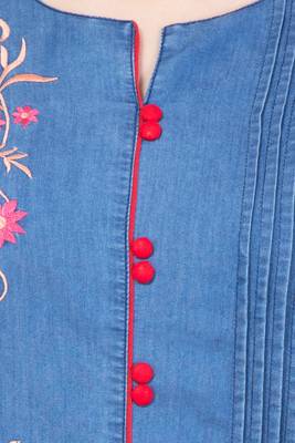 Light blue embroidered Denim  kurti 4