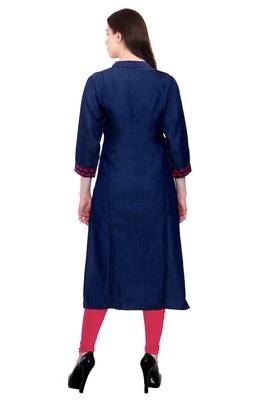 Blue embroidered Denim  kurti 2