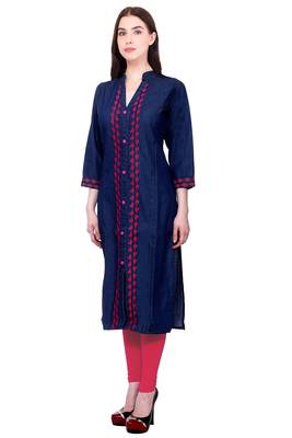 Blue embroidered Denim  kurti 4