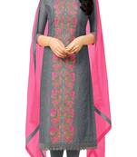 Charcoal Resham Embroidery Chanderi Salwar With Dupatta