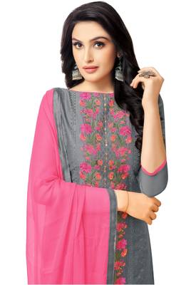 Charcoal Resham Embroidery Chanderi Salwar With Dupatta 2