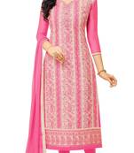 Pink Resham Embroidery Chanderi Salwar With Dupatta