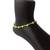 green and yellow flower beads anklet with metal chain