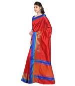 maroon woven art silk saree with blouse