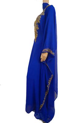 Blue Zari Stone Work Georgette Islamic Style Maxi PartyWear Farasha 3