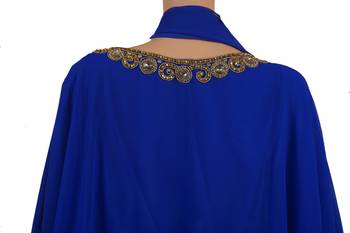 Blue Zari Stone Work Georgette Islamic Style Maxi PartyWear Farasha 4