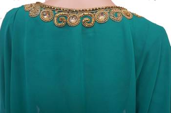 Teal Zari Stone Work Georgette Islamic Style Maxi PartyWear Farasha 4