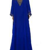 Blue Zari Stone Work Georgette Islamic Style Maxi PartyWear Farasha