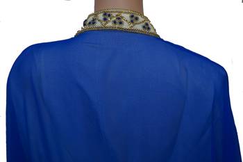 Blue & White Zari Stone Work Georgette Islamic Style Maxi PartyWear Kaftan 4