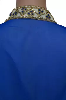 Blue & White Zari Stone Work Georgette Islamic Style Maxi PartyWear Kaftan