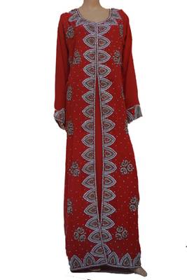 Orange Zari Stone Work Georgette Islamic Style Maxi PartyWear Kaftan 1