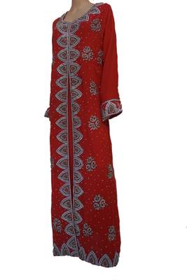 Orange Zari Stone Work Georgette Islamic Style Maxi PartyWear Kaftan 3