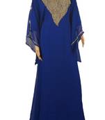 Blue Zari Stone Work Georgette Islamic Style Maxi PartyWear Farasha