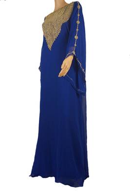Blue Zari Stone Work Georgette Islamic Style Maxi PartyWear Farasha 2