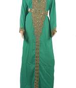 Teal Zari Stone Work Georgette Islamic Style Maxi PartyWear Kaftan