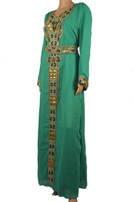 Teal Georgette Embellished Work Kaftan Dress 3
