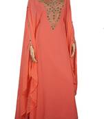 Peach Zari Stone Work Georgette Islamic Style Maxi PartyWear Farasha