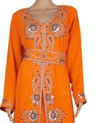 Orange Zari Stone Work Georgette Islamic Style Maxi PartyWear Kaftan