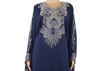 Blue Zari Stone Work Georgette Islamic Style Maxi PartyWear Farasha 1