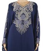 Blue Zari Stone Work Georgette Islamic Style Maxi PartyWear Farasha