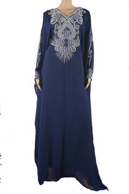 Blue Zari Stone Work Georgette Islamic Style Maxi PartyWear Farasha 2