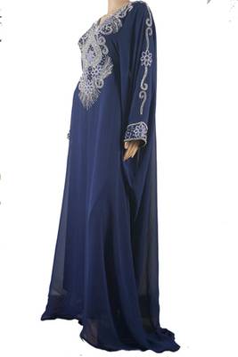 Blue Zari Stone Work Georgette Islamic Style Maxi PartyWear Farasha 3