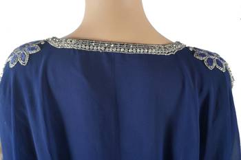 Blue Zari Stone Work Georgette Islamic Style Maxi PartyWear Farasha 4