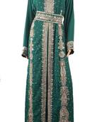 Green Zari Stone Work Georgette Islamic Style Maxi PartyWear Kaftan