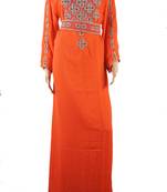 Orange Zari Stone Work Georgette Islamic Style Maxi PartyWear Farasha