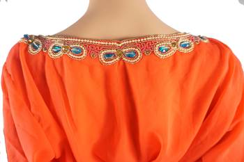 Orange Zari Stone Work Georgette Islamic Style Maxi PartyWear Farasha 4
