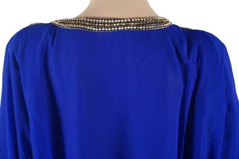 Blue Zari Stone Work Georgette Islamic Style Maxi PartyWear Kaftan 4
