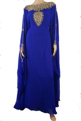 Blue Zari Stone Work Georgette Islamic Style Maxi PartyWear Farasha 1