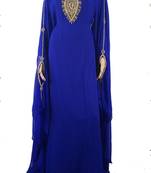 Blue Zari Stone Work Georgette Islamic Style Maxi PartyWear Farasha