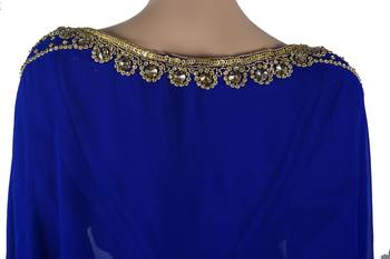 Blue Zari Stone Work Georgette Islamic Style Maxi PartyWear Farasha 4