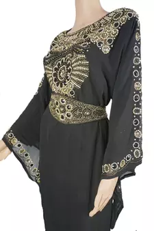 Black Zari Stone Work Georgette Islamic Style Maxi PartyWear Farasha