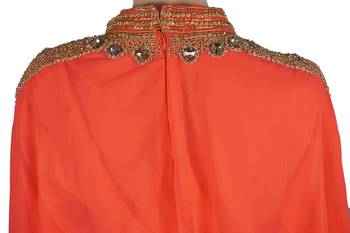 Orange Zari Stone Work Georgette Islamic Style Maxi PartyWear Abaya 4