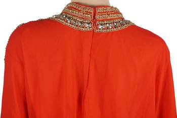 Orange Zari Stone Work Georgette Islamic Style Maxi PartyWear Farasha 4