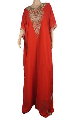 Orange Zari Stone Work Georgette Islamic Style Maxi PartyWear Farasha 1
