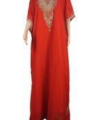 Orange Zari Stone Work Georgette Islamic Style Maxi PartyWear Farasha