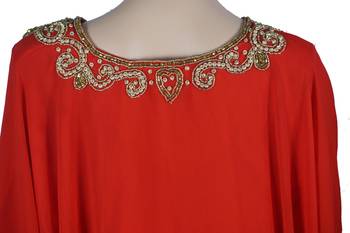 Orange Zari Stone Work Georgette Islamic Style Maxi PartyWear Farasha 4