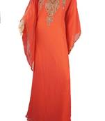 Orange Zari Stone Work Georgette Islamic Style Maxi PartyWear Farasha