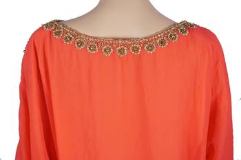 Orange Zari Stone Work Georgette Islamic Style Maxi PartyWear Farasha 4
