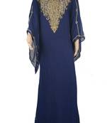 Blue Zari Stone Work Georgette Islamic Style Maxi PartyWear Farasha