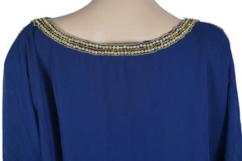 Blue Zari Stone Work Georgette Islamic Style Maxi PartyWear Farasha 4