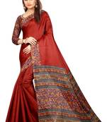 Maroon printed khadi saree with blouse