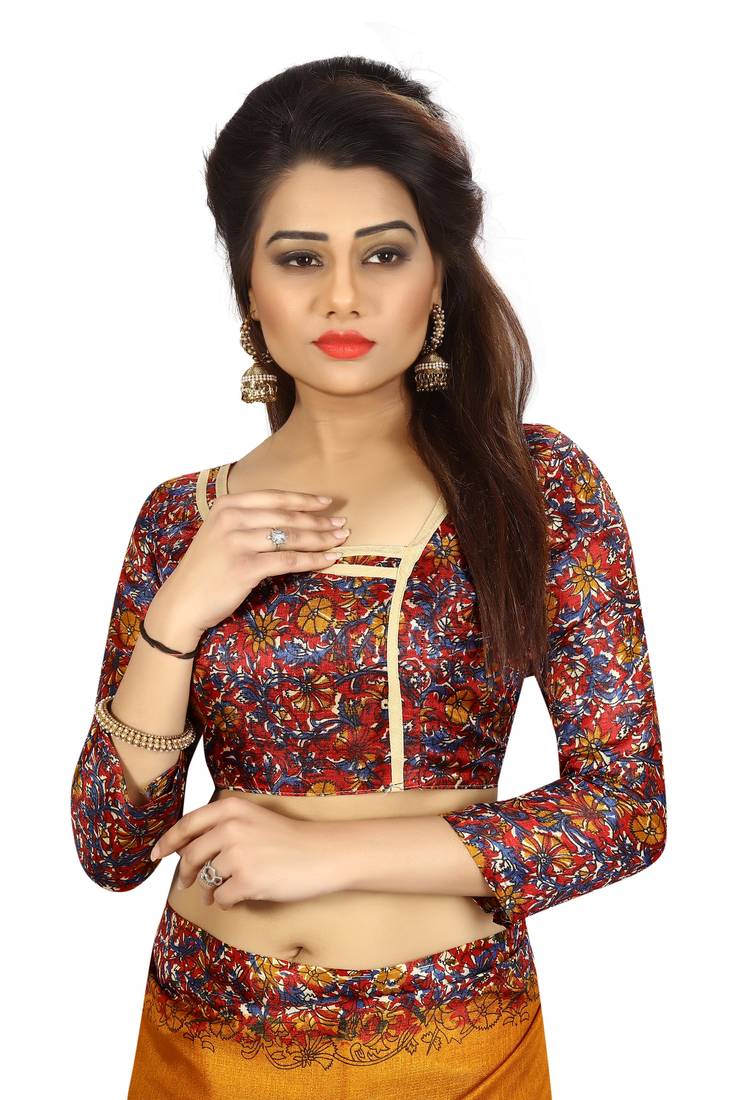 Mustard printed khadi saree with blouse