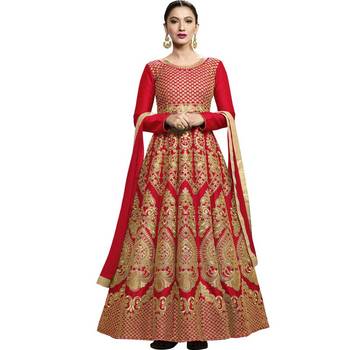 Red embroidered silk salwar 1