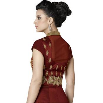 Maroon Embroidered Silk Anarkali Suit 3